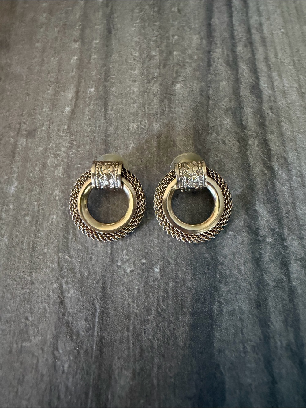 Vintage Gold Tone Door Knocker Earrimgs